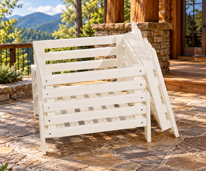 Willow Bay Poly Fish Lobster Table in an outdoor mountain cabin setting