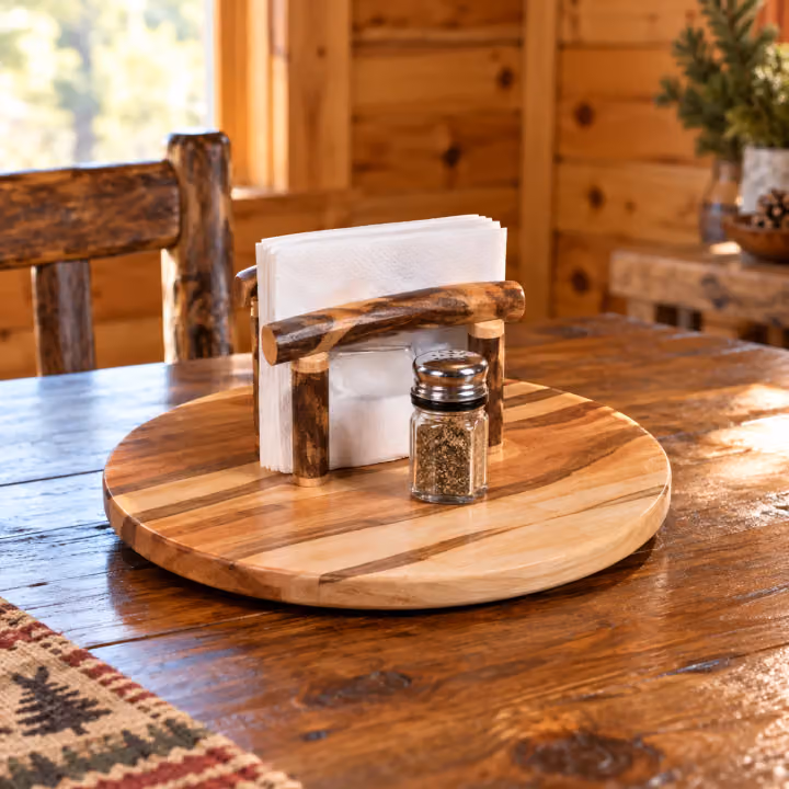 Fox Hollow Hickory Tabletop Organizer in a rustic home