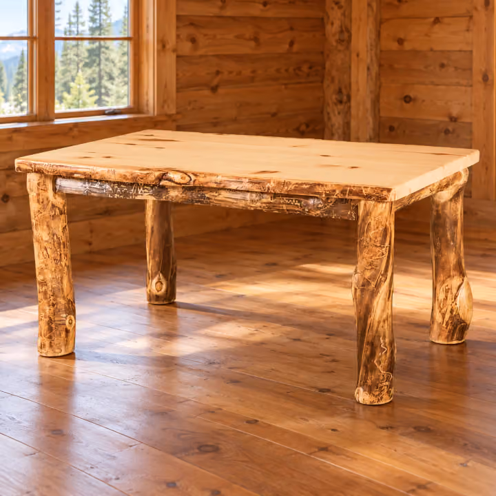 Timber Hollow Aspen Log-Leg Dining Table