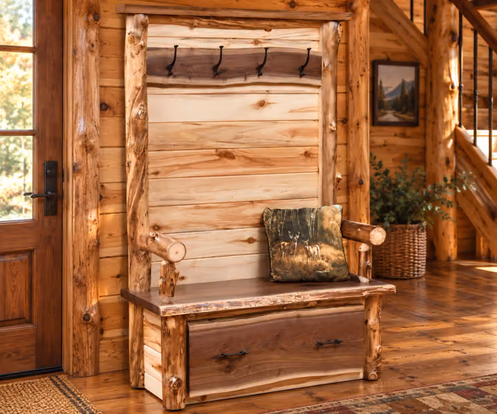 Laurel Creek Aspen & Black Walnut Hallbench with Walnut Accents