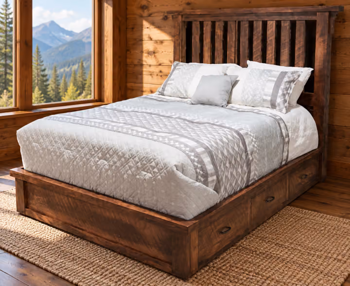 Copper Pass Rough-sawn Maple Storage Platform Bed