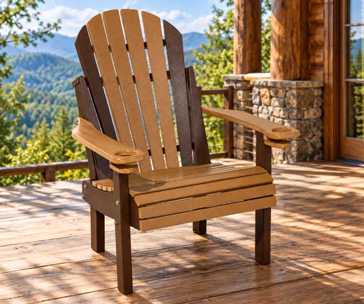 Willow Bay Poly Raised Deck Chair in an outdoor mountain cabin setting