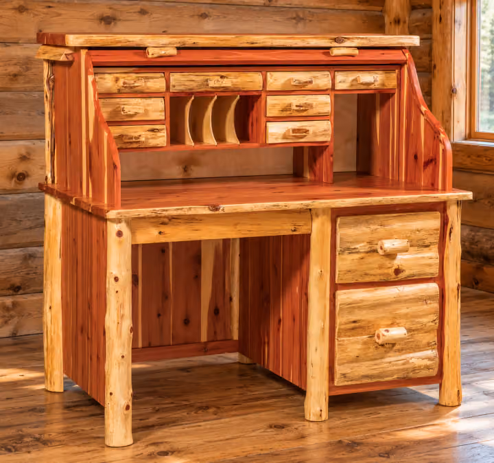 Timber Hollow Red Cedar Single-Pedestal Rolltop Desk