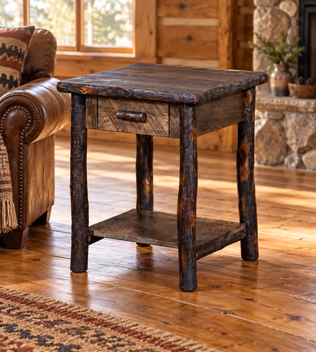 Stonewater Rough-sawn Maple & Hickory Drawer End Table