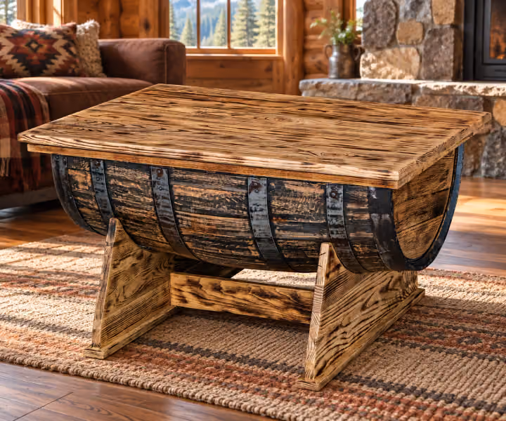 Caskwood Large Lift-Top Barrel Coffee Table
