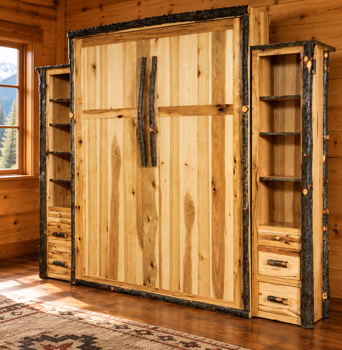 Fox Hollow Hickory Log-Trim Murphy Bed