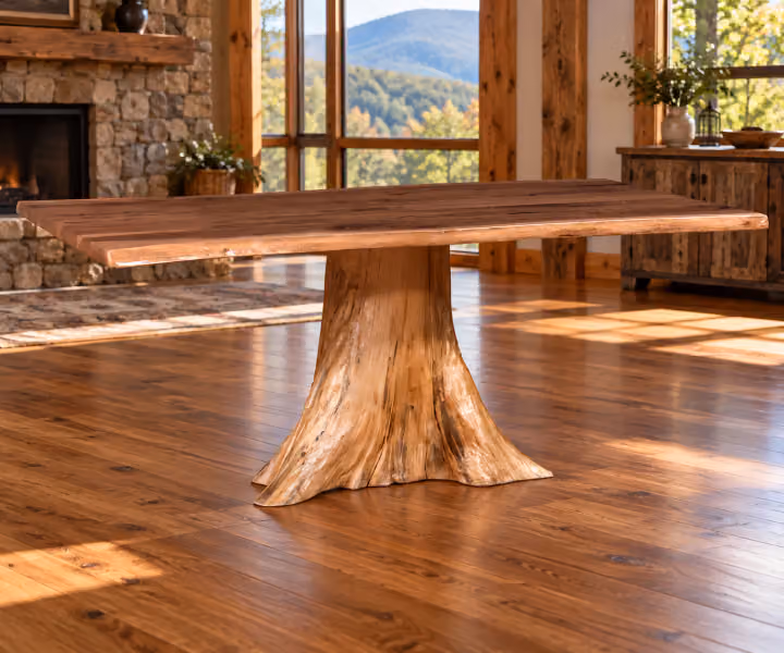 Cedar Hollow White Cedar & Black Walnut Table Comes with 1 Stump Base