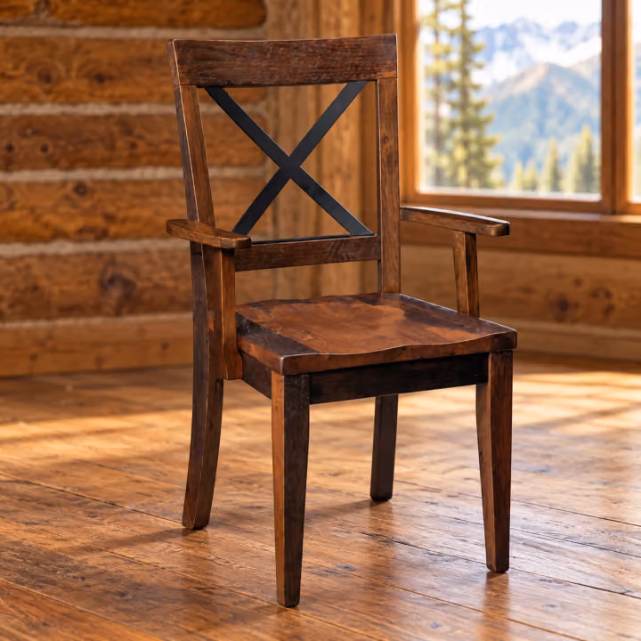 Ironwood Hollow Metal-Trim Arm Dining Chair