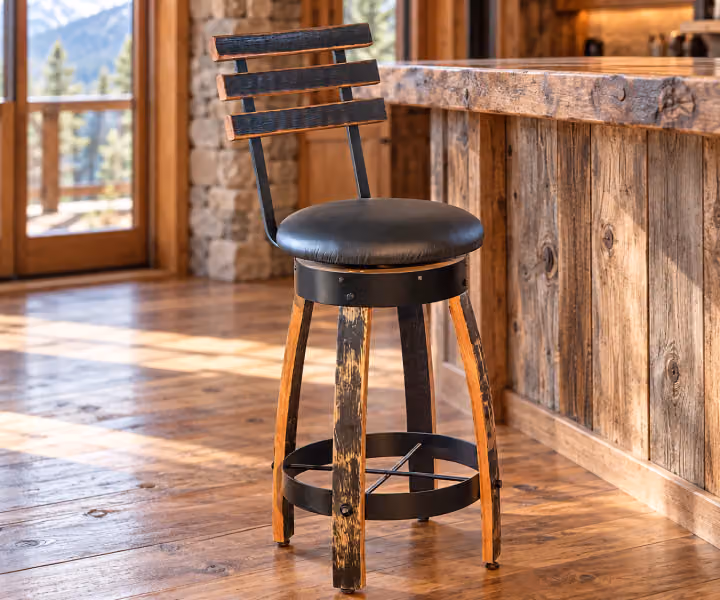 Caskwood Ring Whiskey Barrel Bar Stool