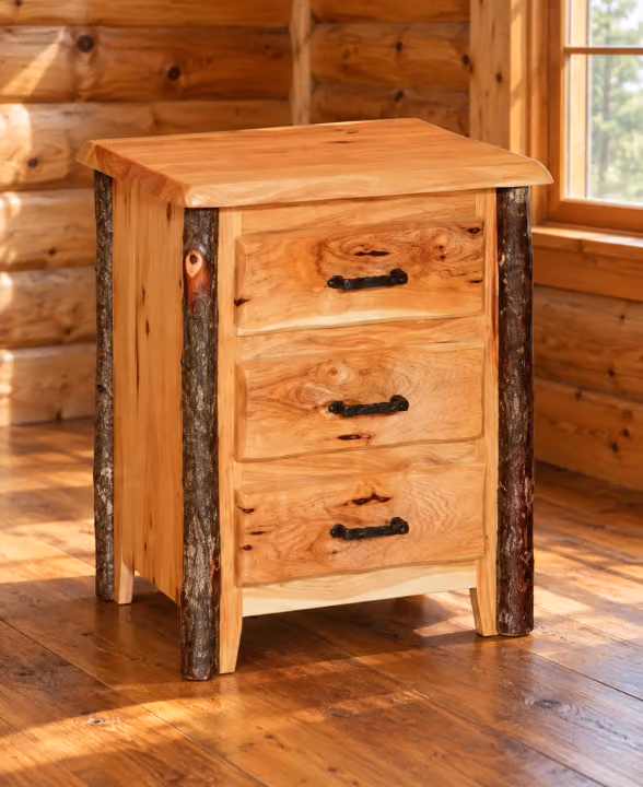 Hemlock Ridge Hickory Wavy-Edge Three-Drawer Nightstand