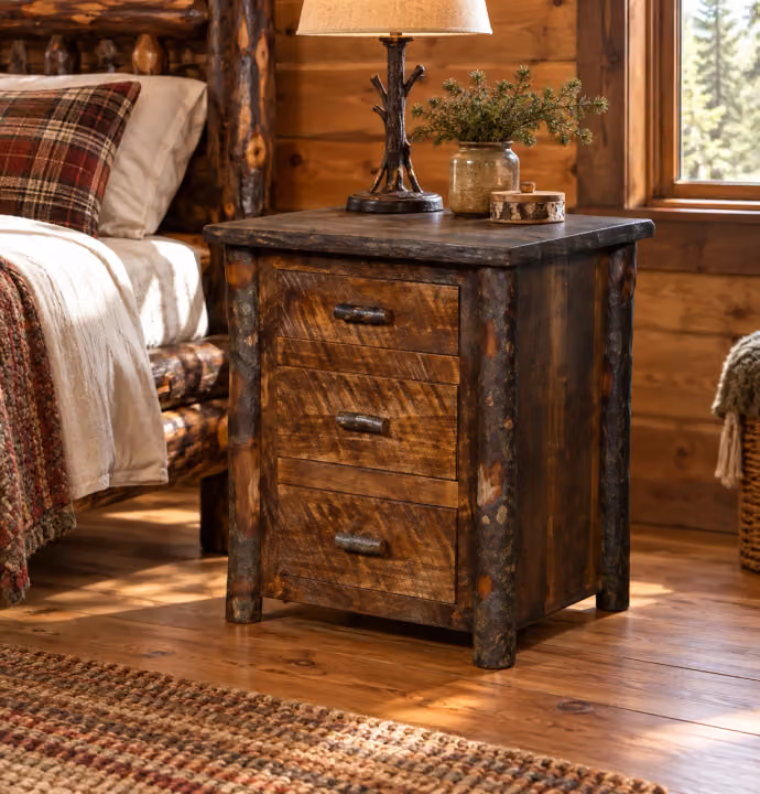 Stonewater Rough-sawn Maple & Hickory Three-Drawer Nightstand