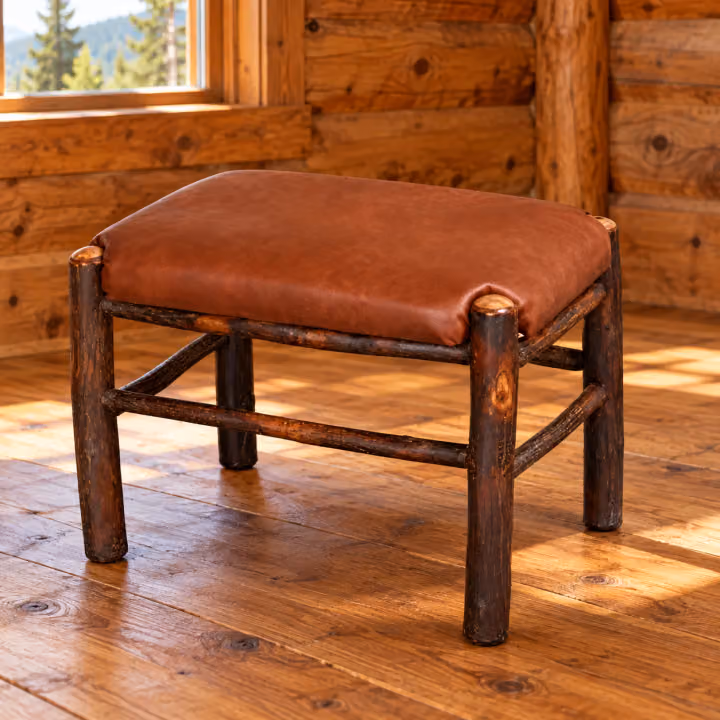Fox Hollow Hickory Hearthside Upholstered Footstool