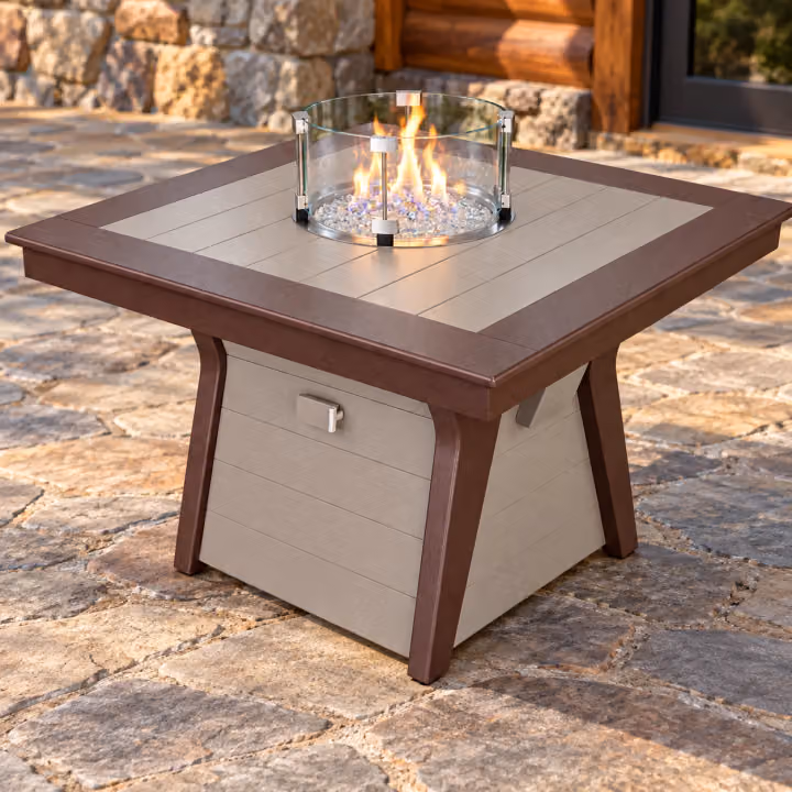 Square Fire Table — Outdoor Poly in an outdoor setting