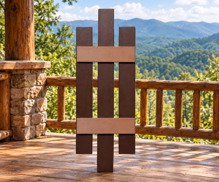 Willow Bay Poly Shutter in an outdoor mountain cabin setting