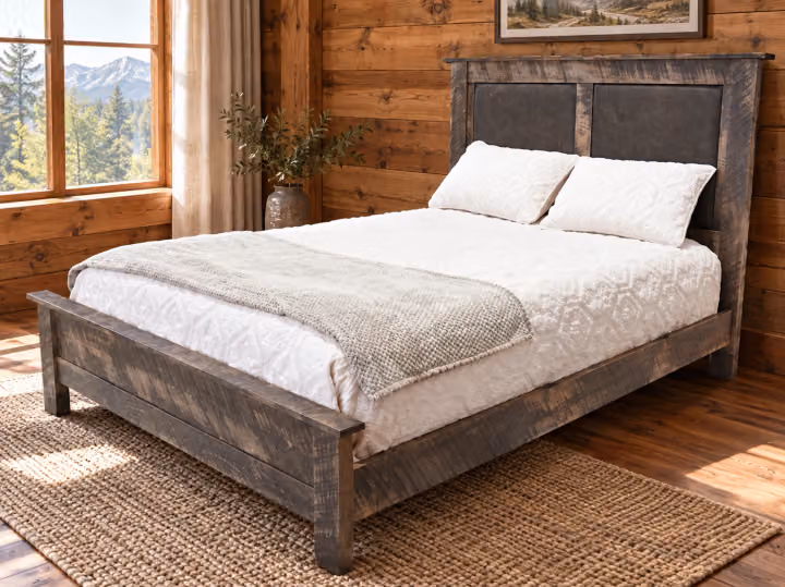 Meadow Cove Rough-sawn Maple Upholstered Bed