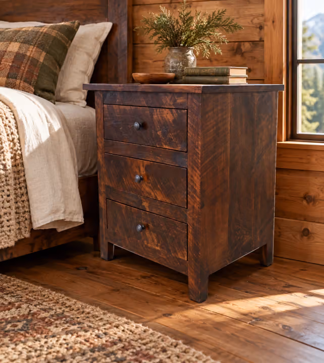 Meadow Cove Rough-sawn Maple 3-Drawer Nightstand
