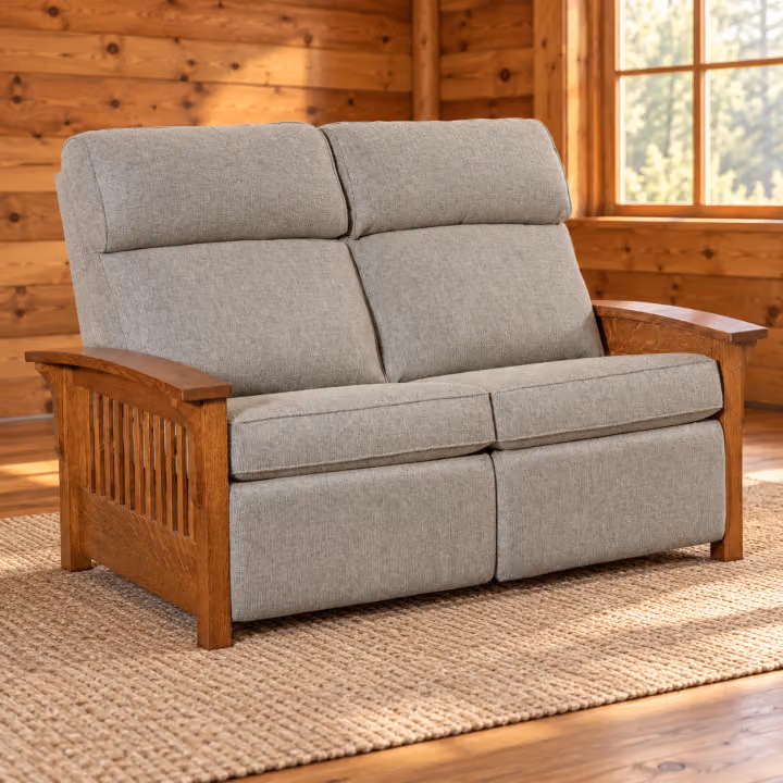 Orchard Ridge Quarter Sawn White Oak Wall-Hugger Reclining Loveseat