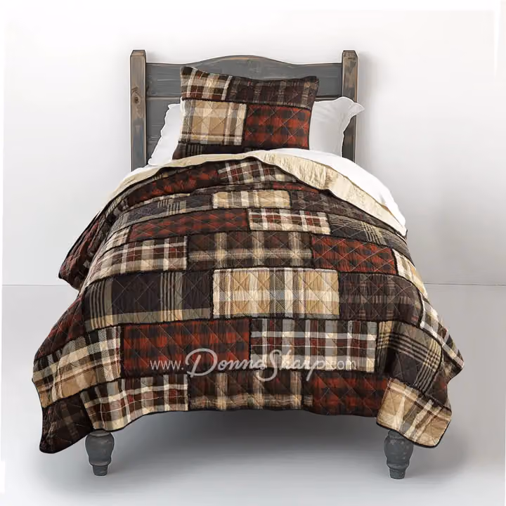 Lj Plaid Cotton Quilt Set
