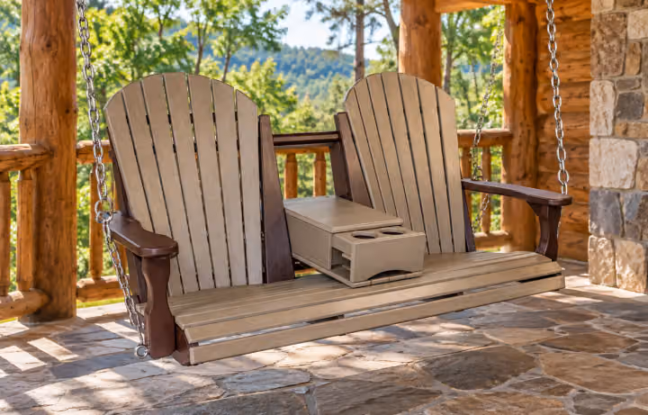 Lakeside Comfort 5-Foot Swing with Chain with Console — Outdoor Poly in an outdoor setting