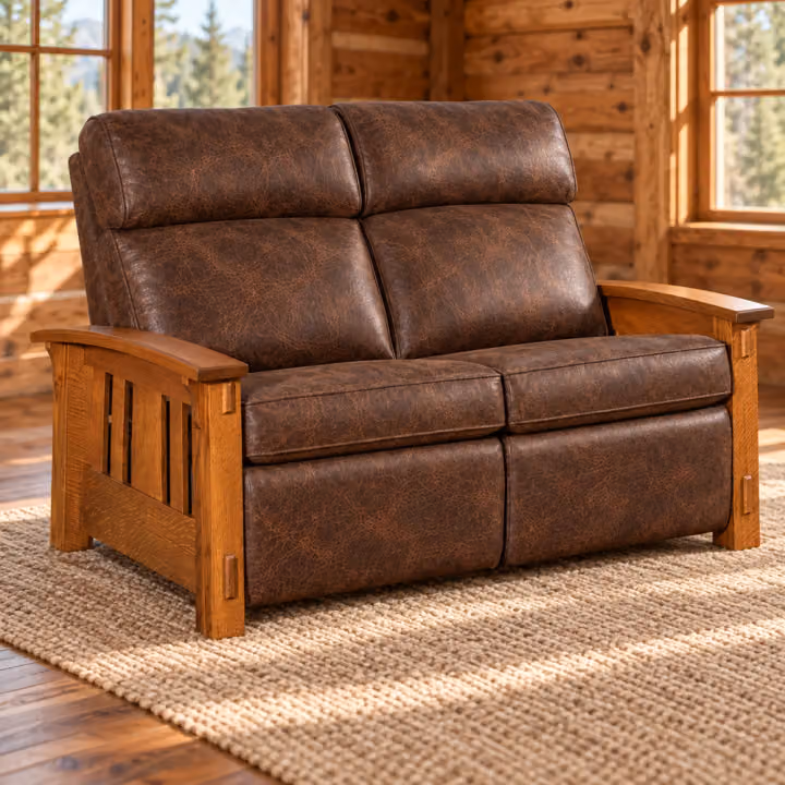 Canyon Forge Inset-Panel Wall-Hugger Loveseat Recliner