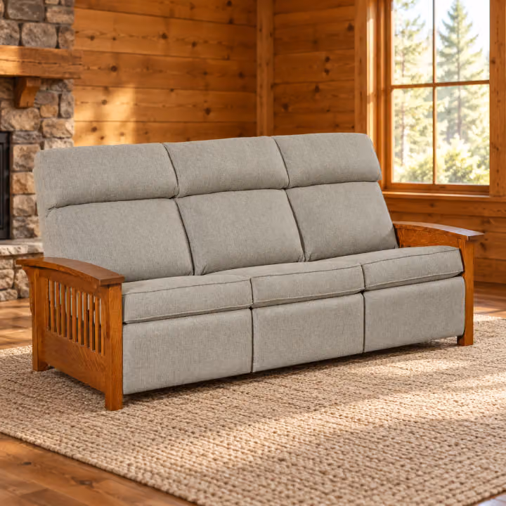 Orchard Ridge Quarter Sawn White Oak Wall-Hugger Reclining Sofa