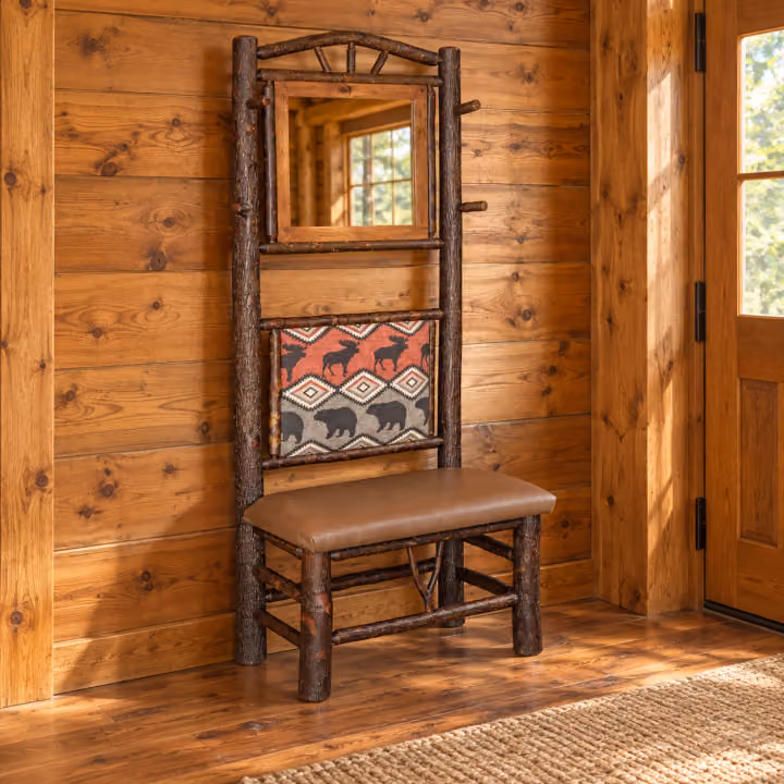 Fox Hollow Hickory Mirror Hall Bench