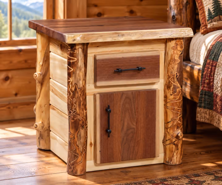 Summit Trail Aspen & Black Walnut One Drawer Cabinet Nightstand