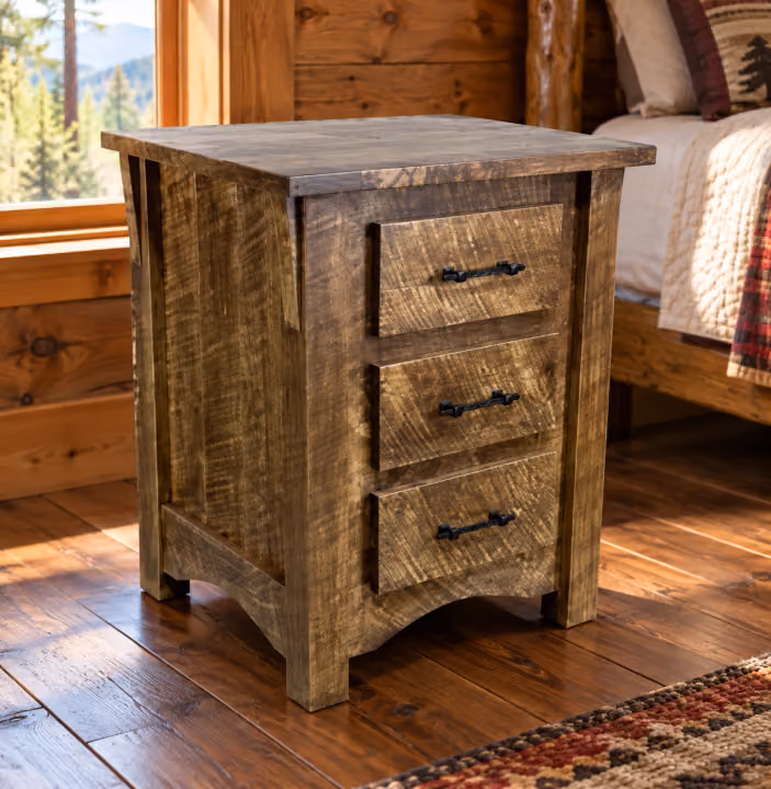 Timber Summit Rough-sawn Maple 3-Drawer Nightstand