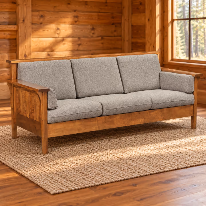 Timber Crest Brown Maple Panel Sofa