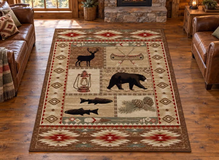 Campwood Wildlife Patchwork Rug