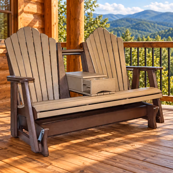 Harbor Curve Double Glider with Console 5-Foot — Outdoor Poly in an outdoor setting