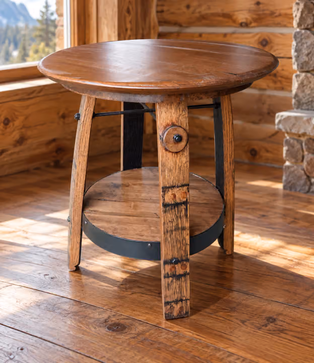 Caskwood Compact Barrel-Top End Table