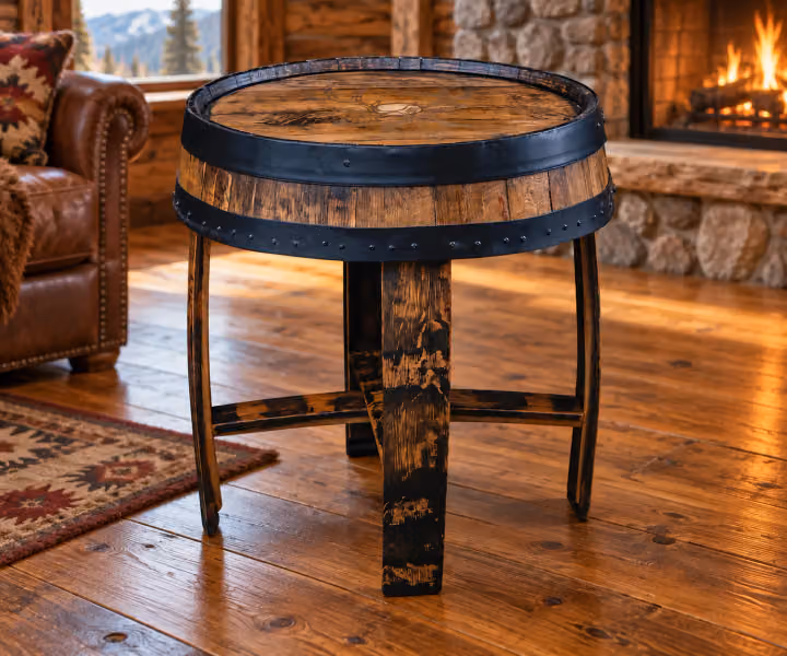 Caskwood Round Barrel-Top End Table