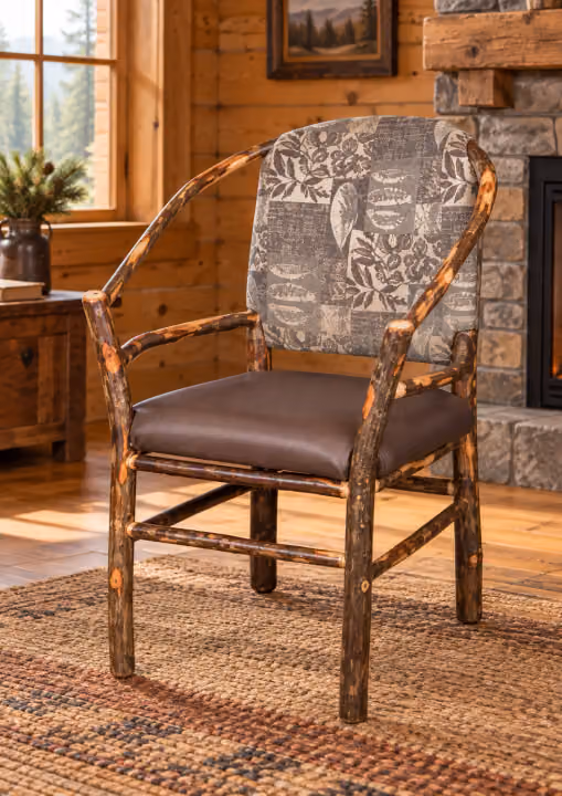 Copper Vale Hickory Narrow Accent Chair in a rustic home