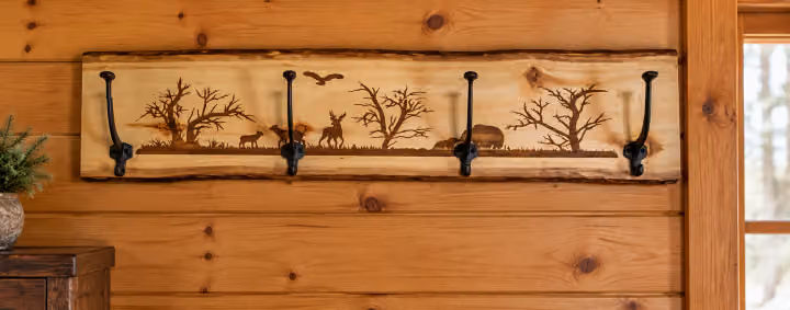 Hearthside Aspen Four-Hook Engraved Coat Rack