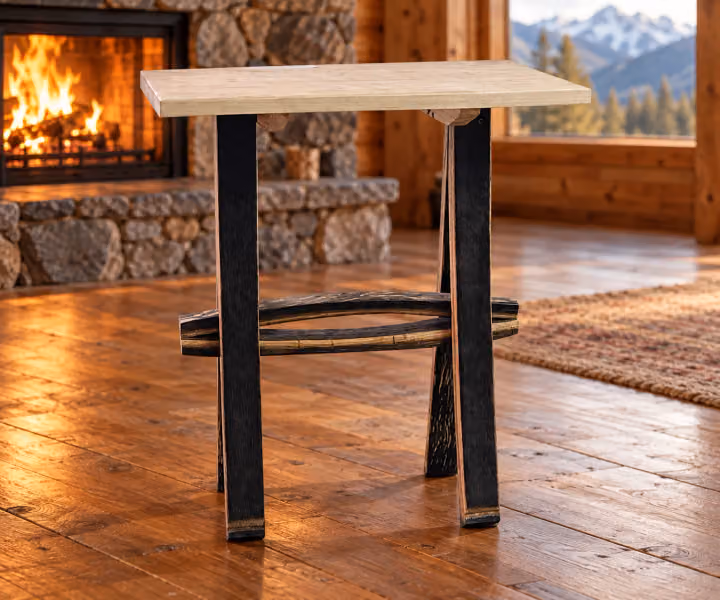 Caskwood Wormy Maple Barrel-Stave End Table