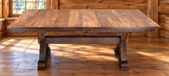 Stone Mesa Rough-sawn Maple Trestle Dining Table