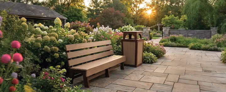 Park Bench 6-Foot — Outdoor Poly in an outdoor setting