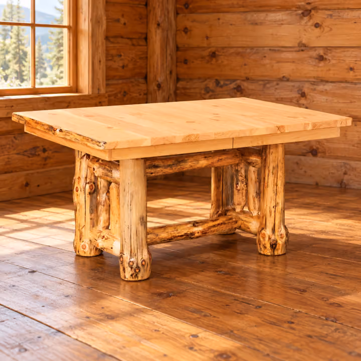 Timber Hollow Rustic Pine Two-Leaf Pedestal Dining Table
