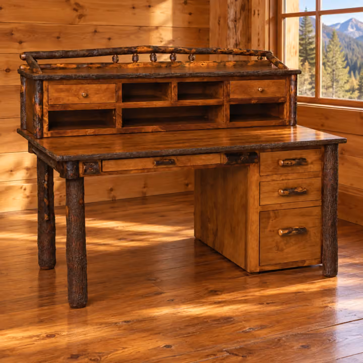 Fox Hollow Hickory Trailhead Four-Drawer Desk