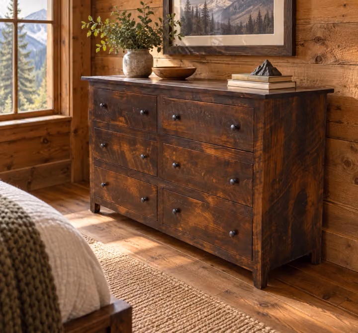 Meadow Cove Rough-sawn Maple 6-Drawer Dresser