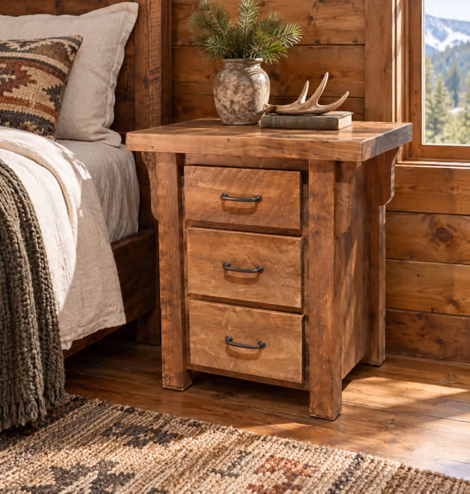 Copper Pass Rough-sawn Maple 3-Drawer Nightstand