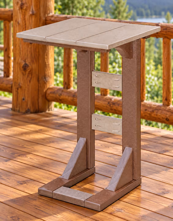 Harbor Porch Poly Sofa Stand in an outdoor cabin setting