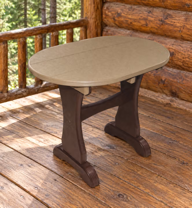 Oval End Table — Outdoor Poly in an outdoor setting