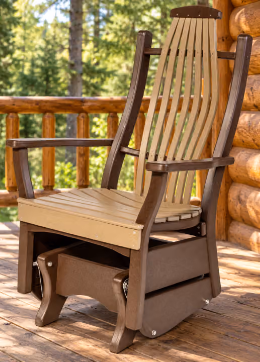 Woodridge Single Glider — Outdoor Poly in an outdoor setting