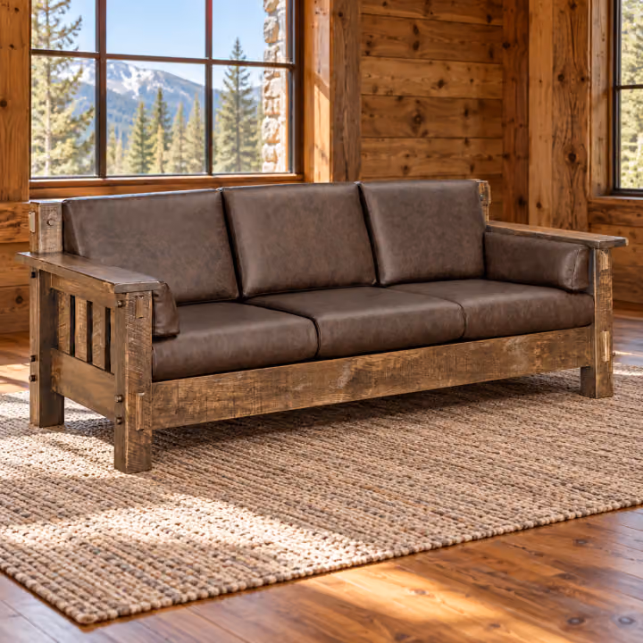Ridge Haven Roughsawn Brown Maple Sofa