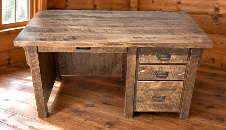 Copper Pass Rough-sawn Maple Single-Pedestal Desk