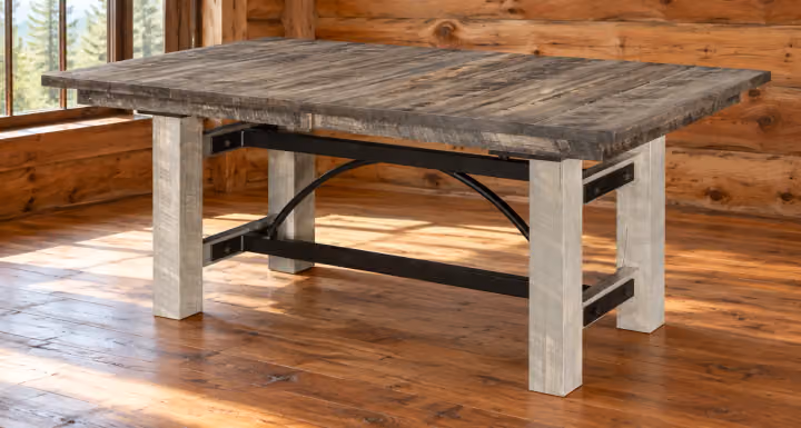 Canyon Cross Rough-sawn Maple Trestle Dining Table