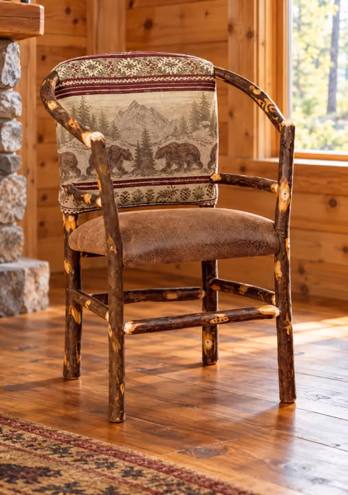 Hemlock Ridge Hickory Hoop Accent Chair in a rustic cabin living