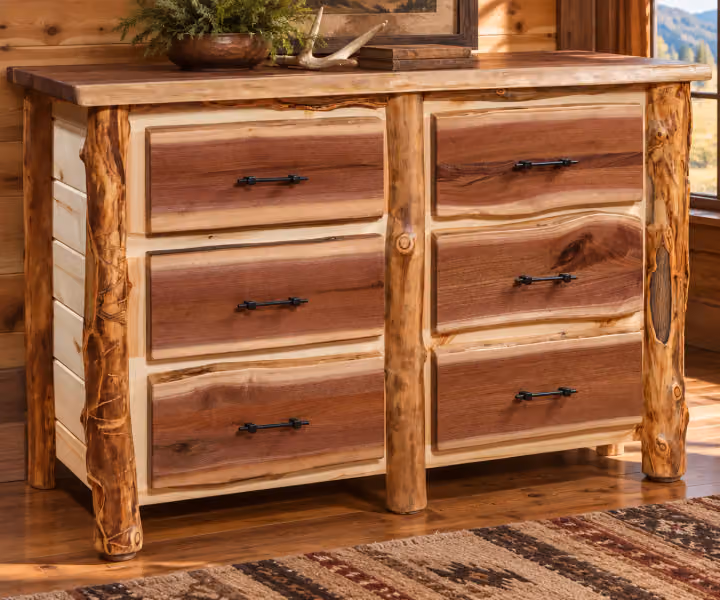 Summit Trail Aspen & Black Walnut Six Drawer Dresser
